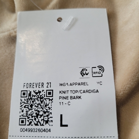 Forever 21 Tan Mockneck Full Zip Up Fleece Long Sleeve Crop Cardigan Size L NWT - Picture 6 of 6